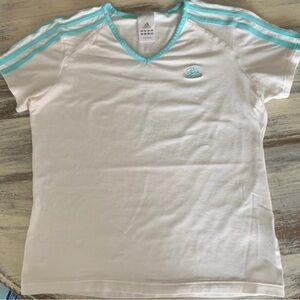 Adidas Women's White Tee with Aqua Accents